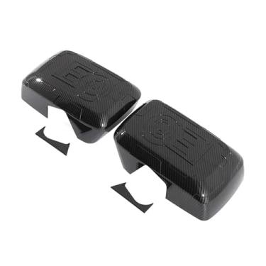 Imagem de 2 pçs capa de espelho exterior capa protetora acessórios decorativos padrão de fibra de carbono modelo mecha Compatível com hummer h3 2005-2009(Bright black)