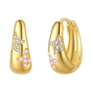 Imagem de Brincos De Argola Em Prata 925 Com Pérola E Estrela Para Mulheres, Bri