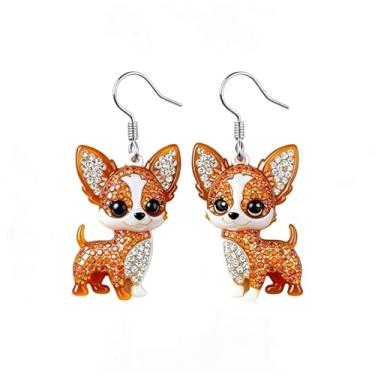 Imagem de OSCCI Adoráveis brincos de acrílico para filhotes de cachorro – Ganchos de liga durável, com tema de animal de estimação fofos, ótimos para roupas casuais e de festa, Acrílico, Sem pedra preciosa