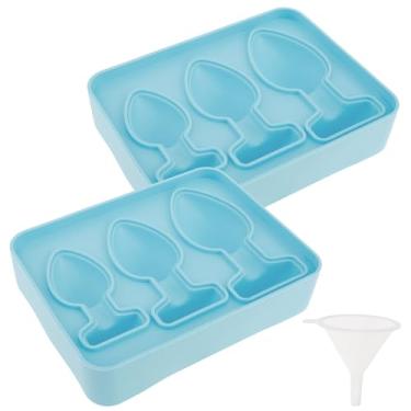 Imagem de Bandejas de cubos de gelo para adultos, 2 peças de moldes de silicone para cubos de gelo, molde para máquina de gelo com tampa selada, formas divertidas, formas divertidas, formas divertidas, bandeja