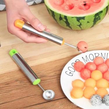 Imagem de Colher de hemisfério de frutas e sorvete, 20 cm, vermelha e verde, 20 cm de aço inoxidável, para cozinha e ar livre