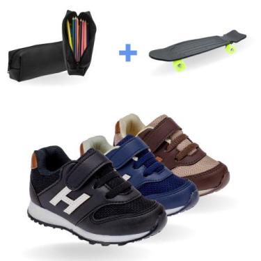 Imagem de Tênis Infantil Masculino Casual Tam 20-34 Com Estojo e Skate - SAPATIN