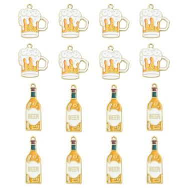 Imagem de Echoed Elegance Pingentes esmaltados de liga com tema Oktoberfest, 20 peças, 2 estilos, pingentes de cerveja/copo de cerveja dourado claro com orifício de 1,6 mm para fazer joias DIY, presente ideal