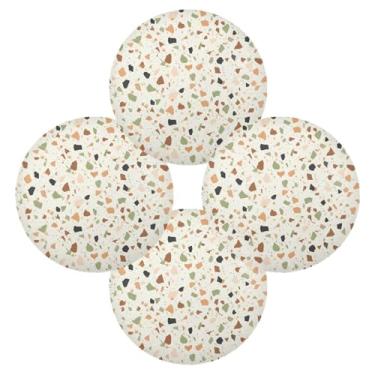 Imagem de Wassud Jogo americano conjunto de 4 tapetes redondos com estampa de terraço para cozinha e jantar tapetes laváveis resistentes ao calor para decoração de mesa 39 cm