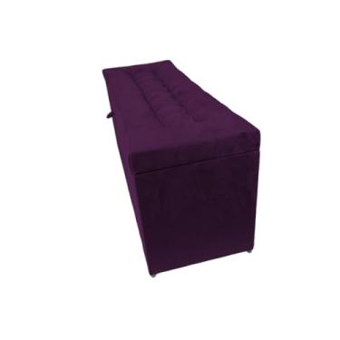 Imagem de Puff Baú Organizador 1 Metro | Assento Estofado Suede | Suporte 180kg(Roxo,Rodizios c/travas)
