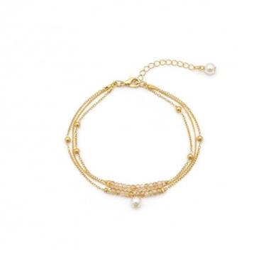 Imagem de I Jewels Pulseira feminina banhada a ouro com contas em camadas elegante (ADB585FL)