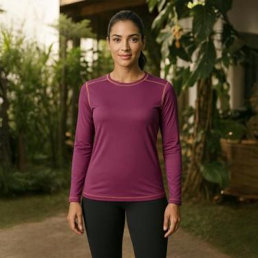 Imagem de Camiseta Manga Longa de Proteção Solar SPF 50+Preta Feminina - Panther