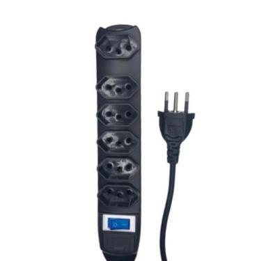 Imagem de Extensão Eletrica Regua 6 Tomadas Filtro De Linha Fusível Bivolt 0,8M 