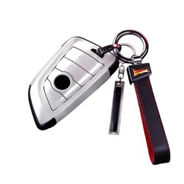 Imagem de Abs carro remoto chave caso capa escudo fob compatível com bmw x1 x3 x5 x6 x7 g20 g30 g05 f15 f16 1 3 5 7 série f01 f02 g11 f48 f39 keyless(White Pro)