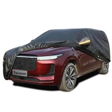Imagem de Tecoom Capa impermeável para todos os climas, capa de carro forrada de lã grossa com trava e porta com zíper, proteção solar UV granizo de neve, adequada para SUV (523.2 cm-546.1 cm), preta