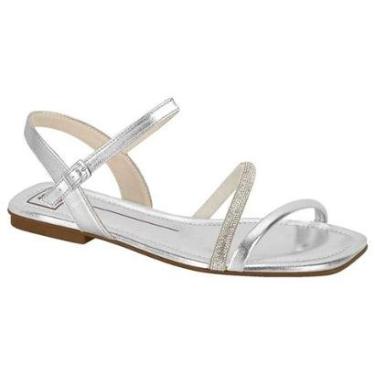 Imagem de Sandália Rasteira Feminina Prata Cristal Moleca 5462.138-Feminino