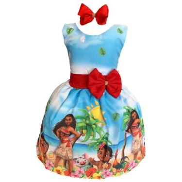 Imagem de Vestido Infantil Temático Luxo Menina Moana Adulta E Baby - Bento E Ma