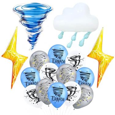 Imagem de 19Pcs Tornado Balloons TwoNado 2nd Birthday Decor for Boys, Blue Silver Storm Twister Party Decorations with Tornado, Rain Cloud, Lightning & Printed Latex Balloons for Toddler Birthday, Baby Shower