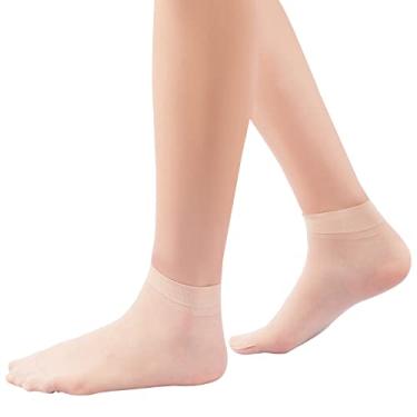 Imagem de Generic 12 pares de meias de cano baixo, nylon/elastano (81/19) meias femininas de cano alto com bico reforçado
