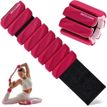 Imagem de BECOJADDE Conjunto de 2 pulseiras ajustáveis de 450 g para academia em casa, academia, peso de perna e braço para caminhada, pilates, ioga, natação, corrida, açaí blush