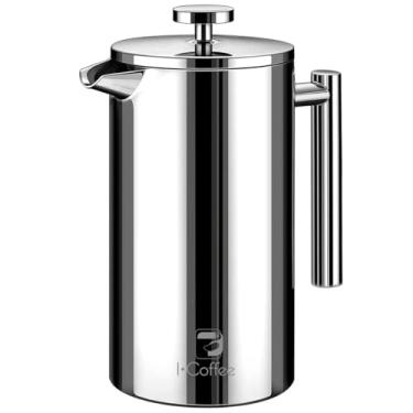 Imagem de iCoffee Prensa Francesa 700ml, Com Filtro 4 Camadas de Aço Inoxidável, Isolamento de parede dupla, Ideal para Camping (Prata)
