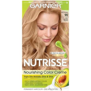 Imagem de Garnier Tratamento de cor nutritiva Nutrisse com concentrado de óleo de frutas, nível 3 permanente, loiro natural claro 90 (pacote com 3)