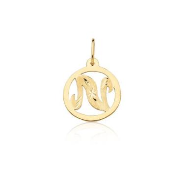 Imagem de Pingente Medalha Letra N Ouro 18k Puro - MAEHLER Arte Em Joias, Dourad