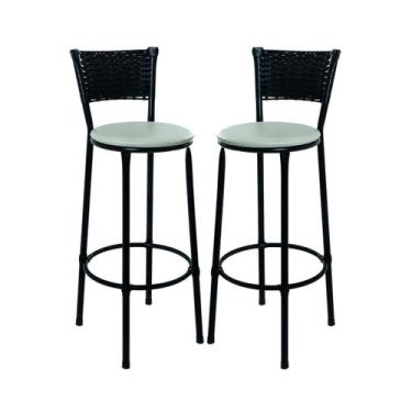 Imagem de Kit 2 Banquetas Banco Alto Bancada Cozinha Americana Junco Preto - Esp