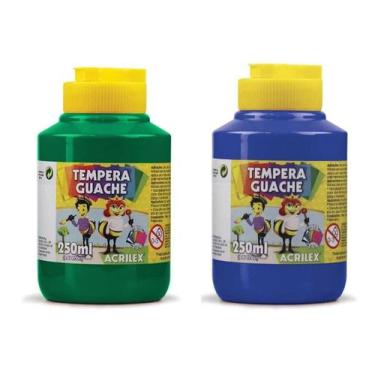 Imagem de Kit 2 TEMPERA GUACHE Acrilex - 250ml - VERDE e AZUL - 02025511 / 02025