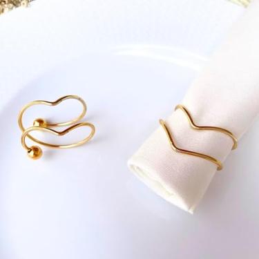 Imagem de 6 Argola Porta Guardanapo Mesa Posta Minimalista Dourado Casamento
