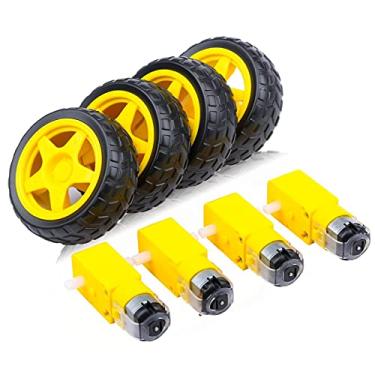 Imagem de Motor de acionador de partida eletrônico 4 peças TT Magnético, 3-6V TT Roda de pneu de arranque eletrônico, acionador de partida eletrônico de eixo duplo, kit de roda de arranque eletrônico DC para