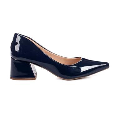 Imagem de Sapato Scarpin Feminino Flávia Verniz JJOJO Salto Medio Grosso 7cm