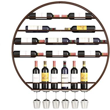 Imagem de Rack de garrafa de vinho com suporte de vidro, prateleiras de exibição de armazenamento de vinho para pendurar na parede suporte de taças de vinho flutuante para bar de cozinha embaixo do armário (cor
