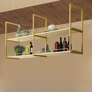 Imagem de Prateleira suspensa para copos de vinho - rack de vinho de teto prateleira suspensa suporte de garrafa de vinho suporte de parede prateleira de planta suspensa rack de armazenamento de teto