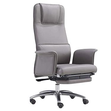 Imagem de Cadeira executiva de design moderno em couro PU cinza reclinável cadeira de escritório ergonômica sala de estudo cadeiras de mesa de computador cadeira de escritório