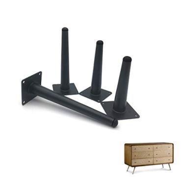 Imagem de U5GAAALPPQ9 Pernas de móveis, pernas de móveis 11,8 polegadas/30 cm, pés de sofá cônicos, pernas de mesa de ferro, usadas para substituir mesa de café, armários, sapateiras, preto, dourado (preto 25
