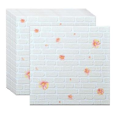 Imagem de Painéis de parede 3D, papel de parede de tijolos descascados e colados, 15 peças de painéis de tijolos sintéticos, papel de parede 3D autoadesivo de tijolo de espuma, para sala de estar/cozinha/quarto