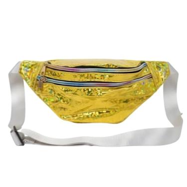 Imagem de Pochete Brilhosa Metalizada Elegante Feminina Para Festa Fantasia Carnaval Balada e Festivais Antifurto Linda Primum (Amarelo)