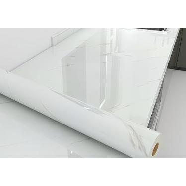 Imagem de ESSMOKO Papel de parede espesso efeito mármore cozinha bancada adesivo impermeável à prova de óleo resistente a altas temperaturas papel de parede autoadesivo jazz branco 40 * 500 cm