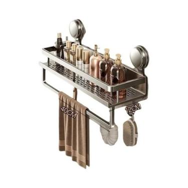 Imagem de Suporte De Armazenamento De Parede Para Banheiro Com Ventosa, Organiza