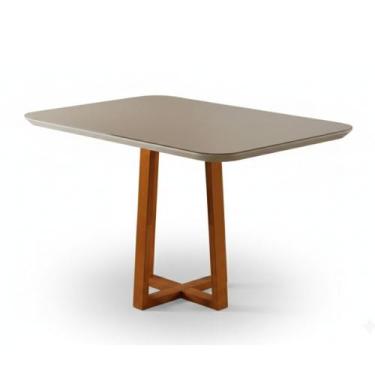 Imagem de Mesa de Jantar Retangular Macadâmia - Base Madeira Maciça - Tampo Chan
