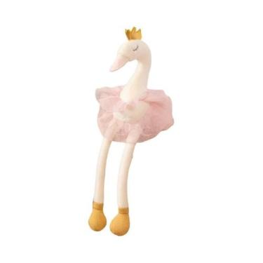 Imagem de Boneca De Pelúcia Cisne Branco E Rosa Com Saia De Algodão Para Bebês -