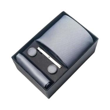 Imagem de Conjunto De Abotoaduras E Gravata Borboleta Marrom Paisley 8 Cm Com Le