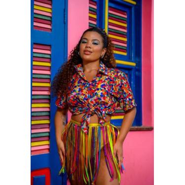 Imagem de Camisa Social Botão Divertida Unissex Confete - cs modas, Plus, Vermel