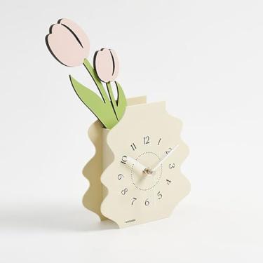 Imagem de Relógio de mesa, pequenos relógios retrô em forma de vaso para prateleira com bateria, relógio de mesa analógico sem tique-taque, relógio de mesa decorativo para quarto, prateleira de escritório