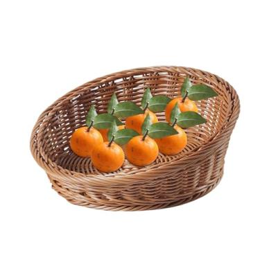 Imagem de Cesta de exibição de pão | Cesta de servir pão tecido, organizador inclinado de legumes, bandeja de imitação de para balcão de mesa de jantar, restaurante, padaria, piquenique, exibição de comida