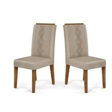 Imagem de Cadeira De Jantar Yasmin Conjunto Com 2 Cadeiras Freijó Com Veludo Kraft