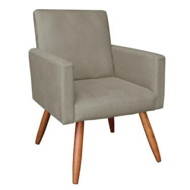 Imagem de Poltrona Nina Suede Pés Palito Castanho D'Rossi - DRossi, Marrom Rato