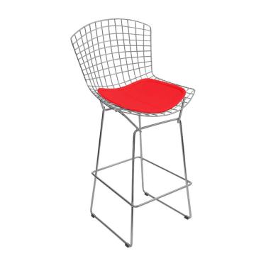 Imagem de Banqueta Bertoia Cromada D60 Assento Sintético Vermelho