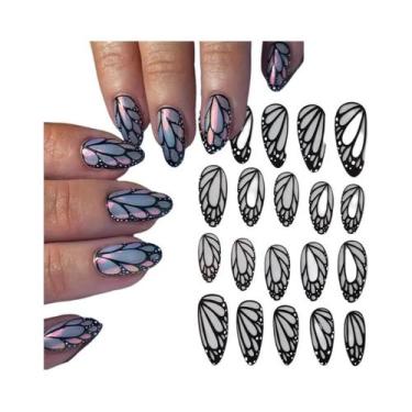 Imagem de Adesivos De Unhas Com Asas De Borboleta Pretas, Decorações Autoadesiva