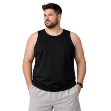 Imagem de Regata Plus Size Masculina Fico Malha Penteada 00666 Preta-Masculino