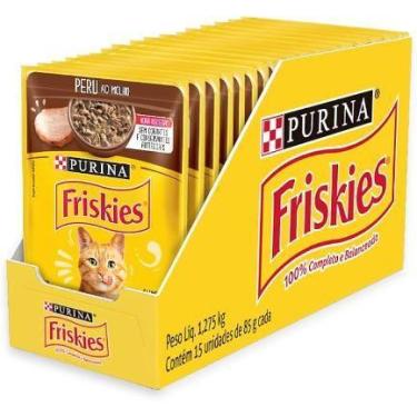 Imagem de Caixa de sachês Friskies para gatos adultos sabor peru ao molho 85g co
