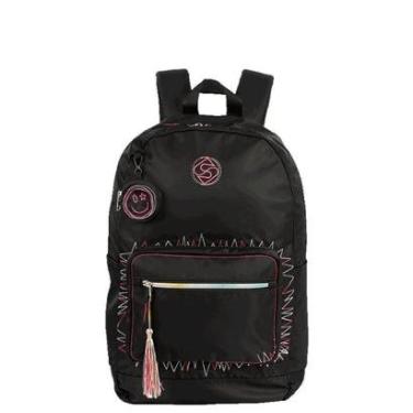Imagem de Mochila Sestini Grande Patches Trend Unissex Preto-Unissex