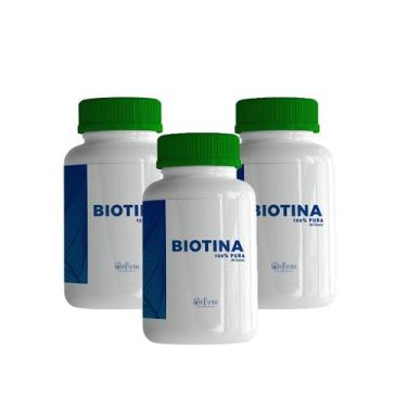 Imagem de Kit C/ 3 Biotina 10mg Vitamina B7 30 Cápsulas Crescimento Fortalecimen