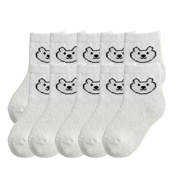 Imagem de Kit 10 Pares Meias Infantis Baby Bear Urso Meninos Meninas Algodão Con